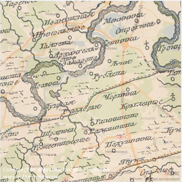 Рублёво на географической карте времён Екатерины Второй
